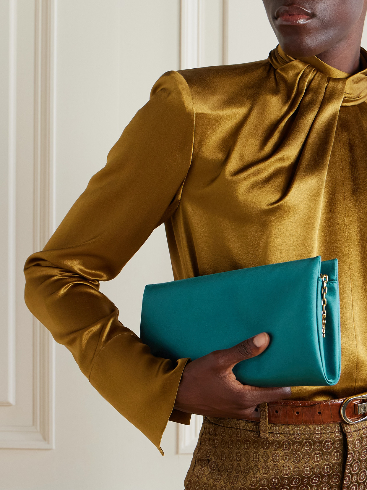 Saint Laurent Satin Clutch In Blue