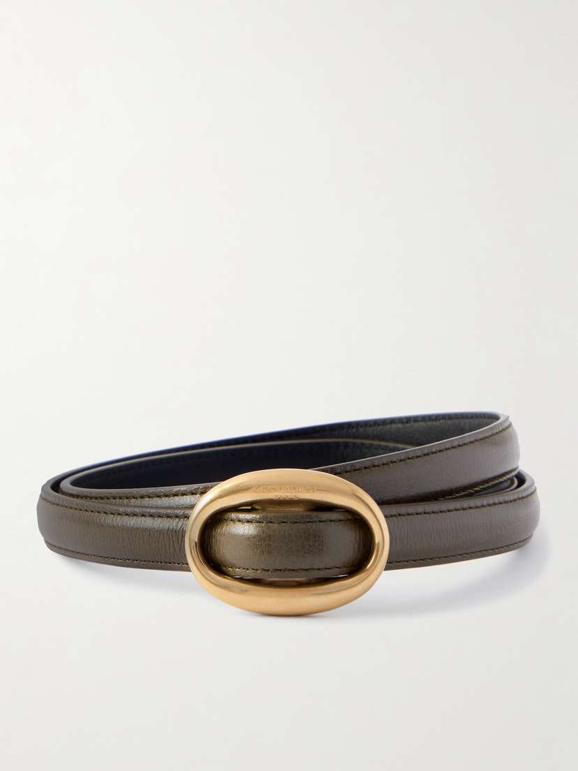 Saint Laurent Glossed-leather Belt