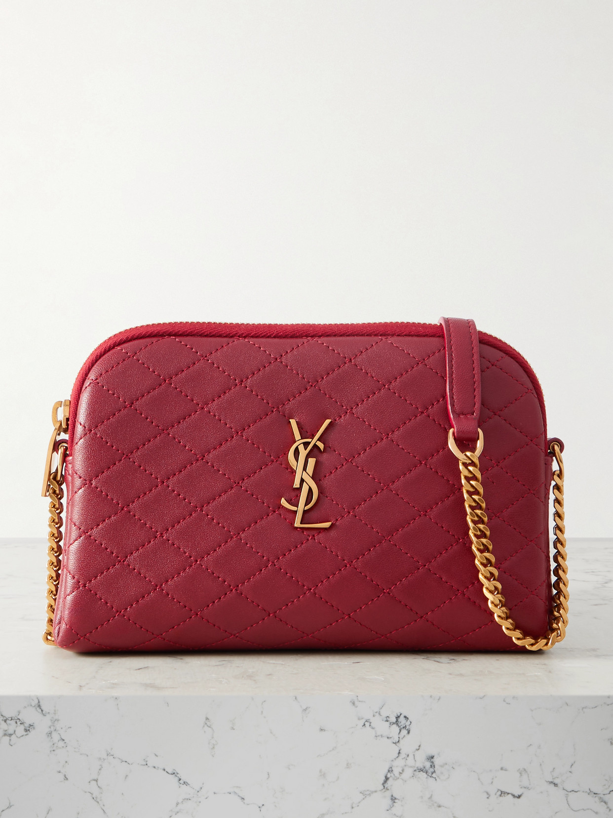 Saint Laurent Gaby Quilted Leather Shoulder Bag In Red