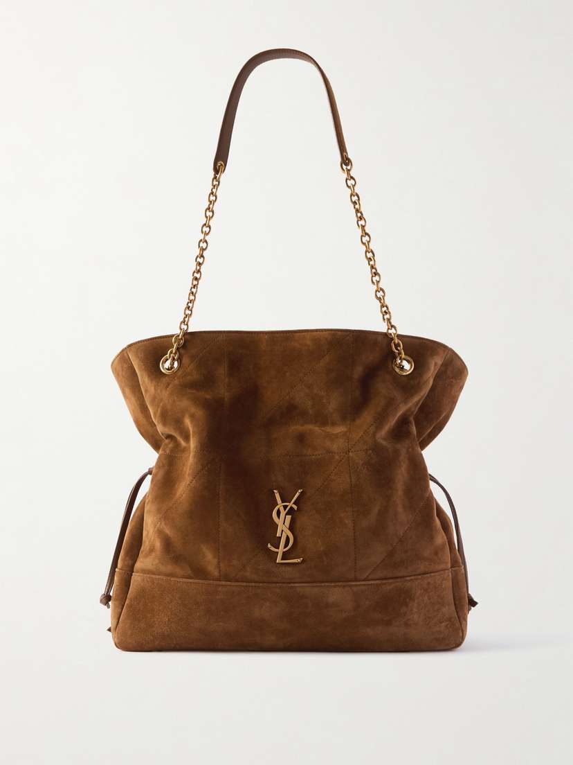 Jamie Shopping Quilted Suede Shoulder Bag
