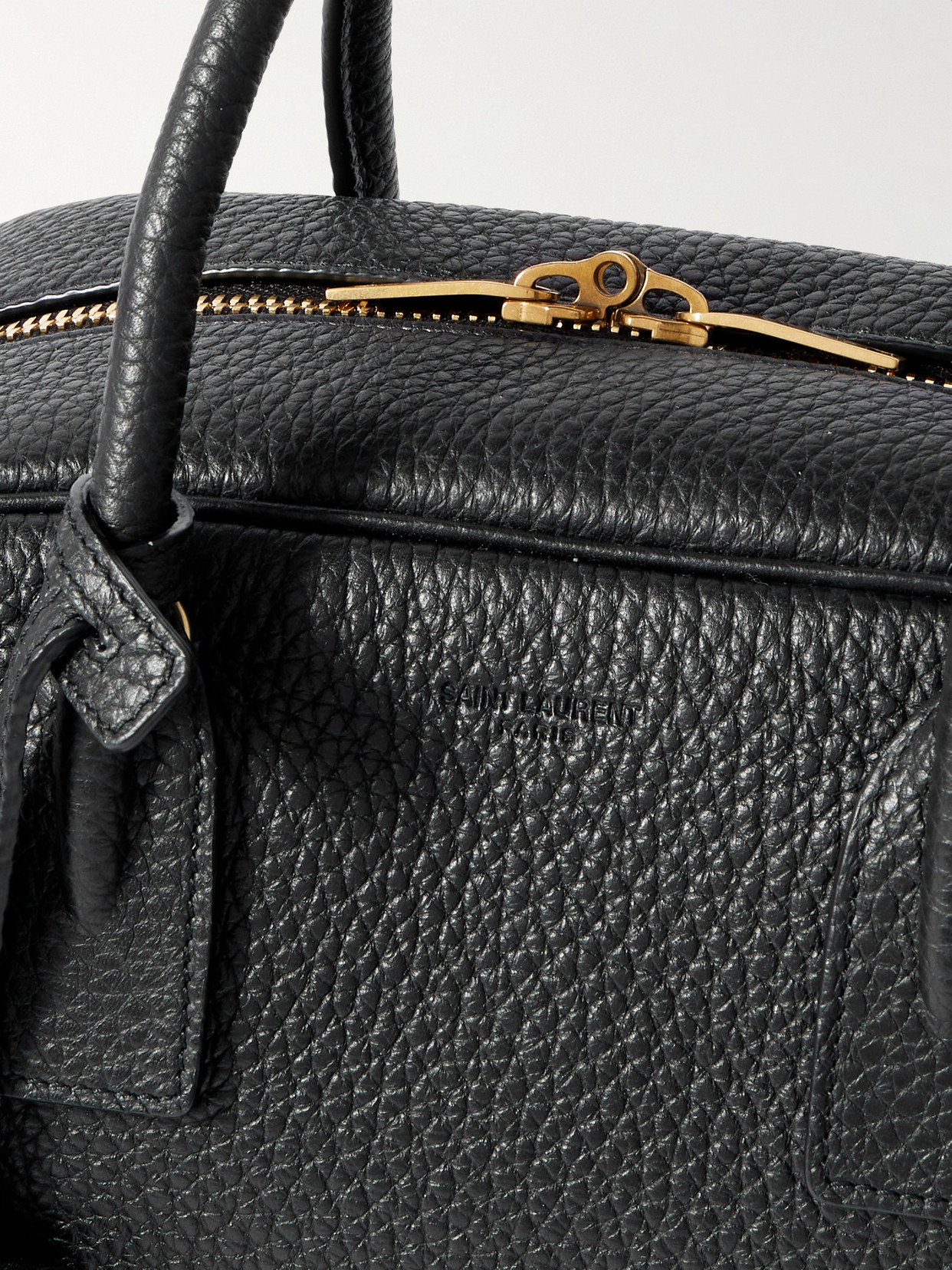 Saint Laurent Boston Textured-leather Tote In Black