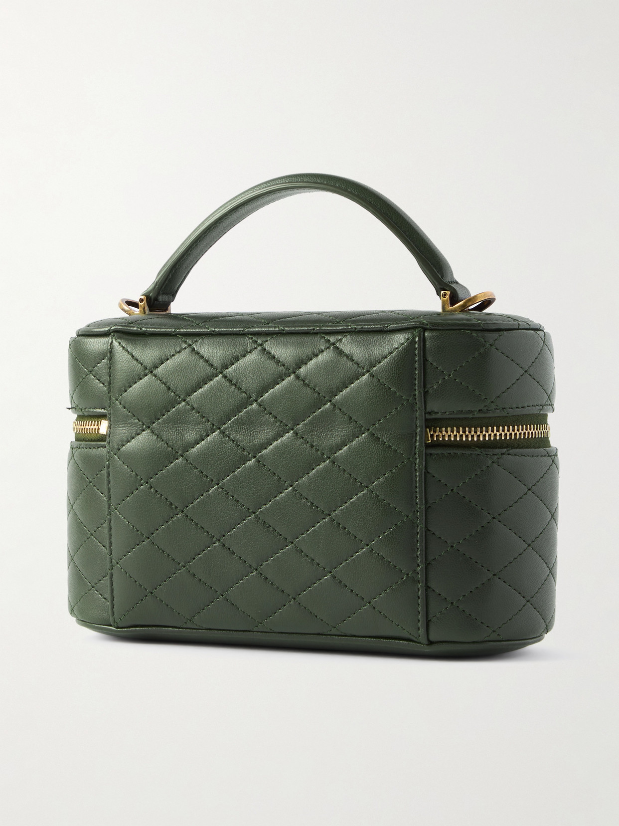 Saint Laurent Gaby Vanity Mini Quilted Leather Shoulder Bag In Green