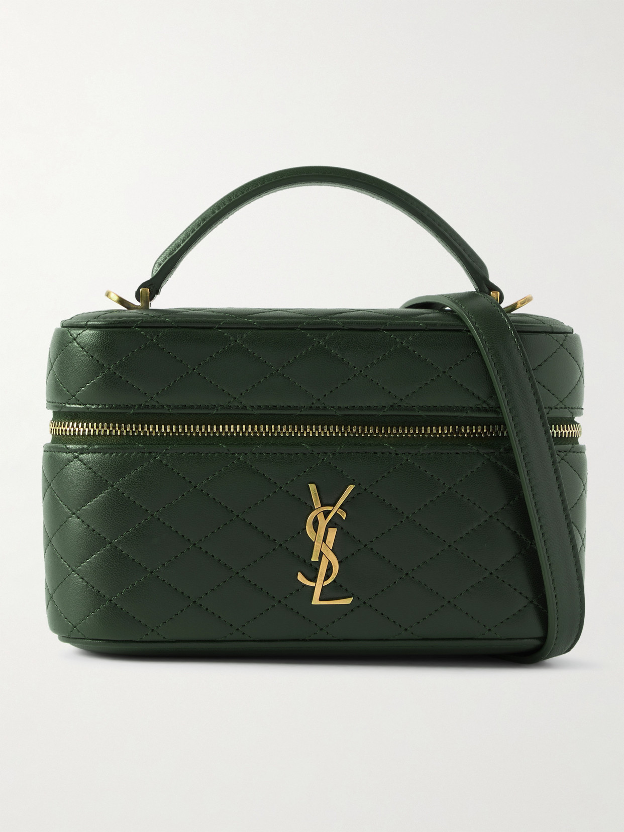 Saint Laurent Gaby Vanity Mini Quilted Leather Shoulder Bag In Green