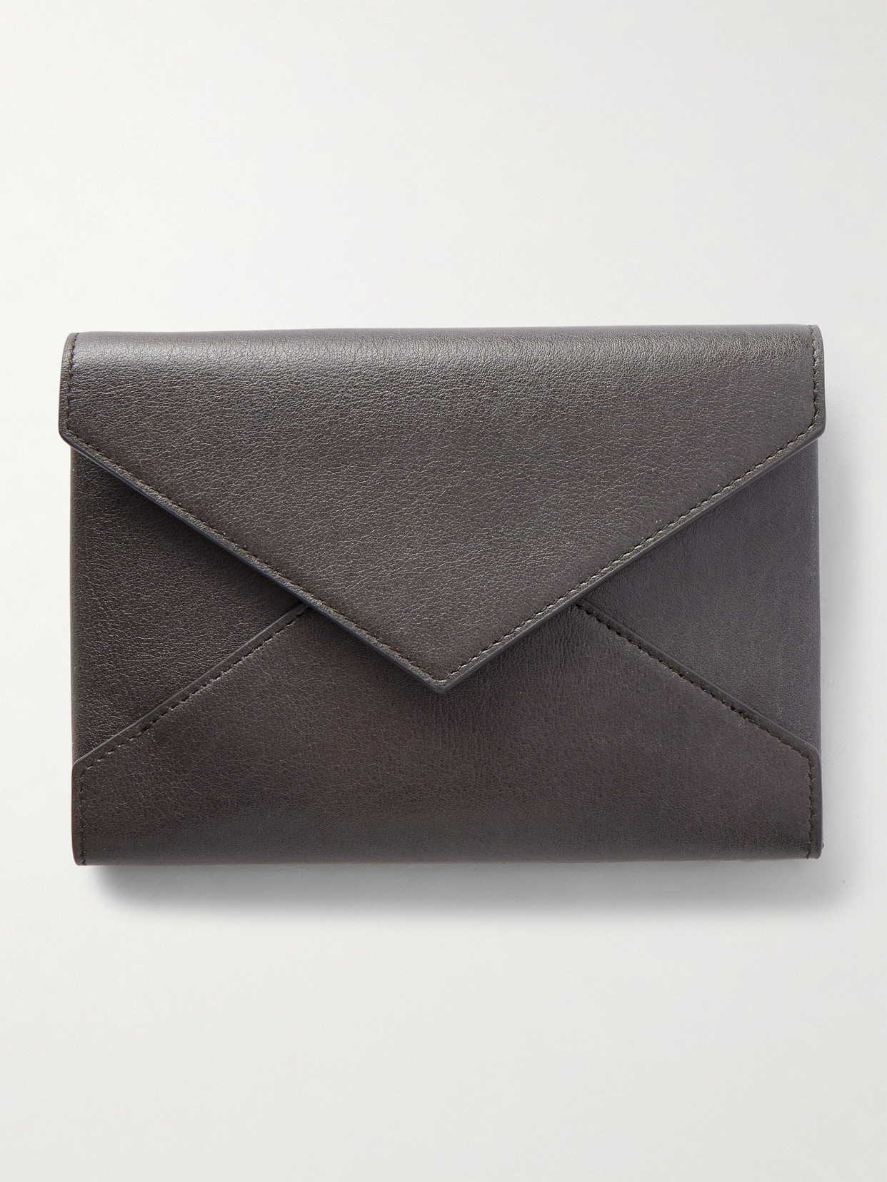 Saint Laurent Textured-leather Wallet In Gray