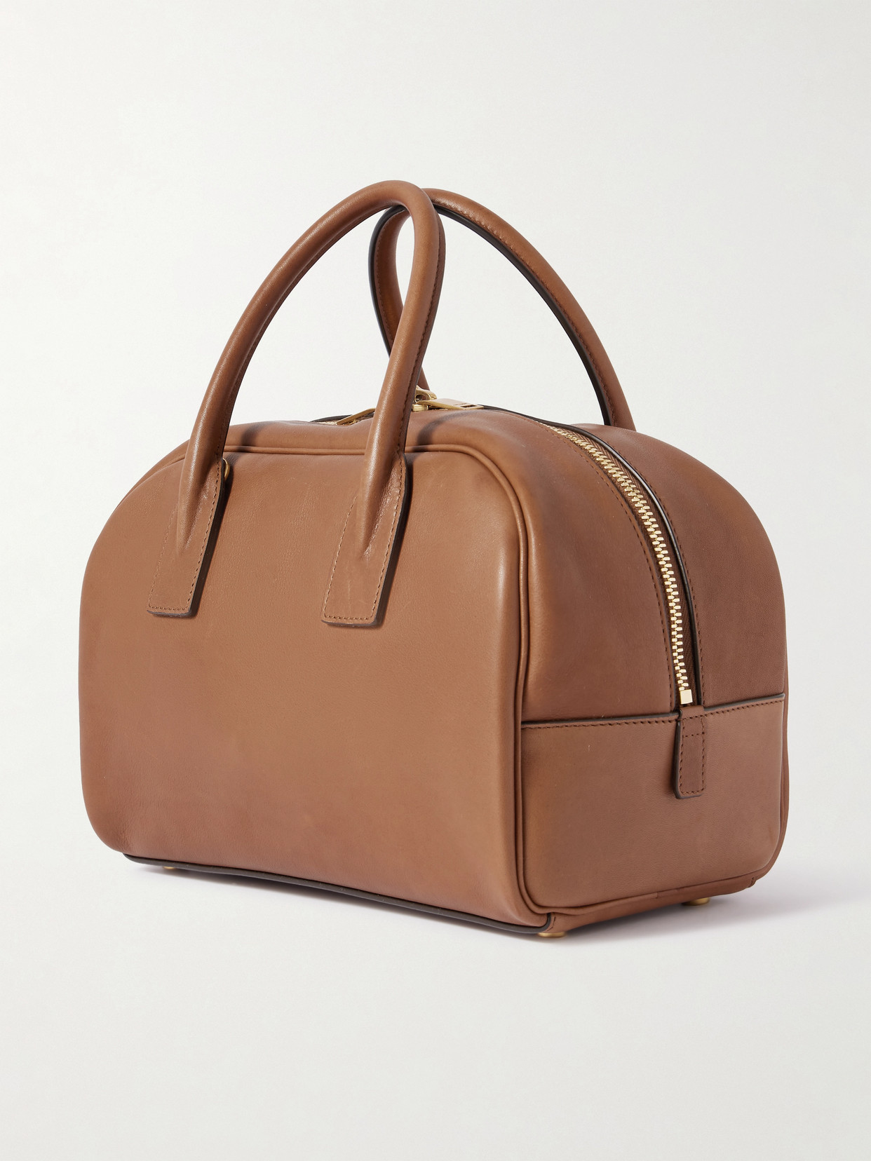 Saint Laurent Boston Leather Tote In Brown
