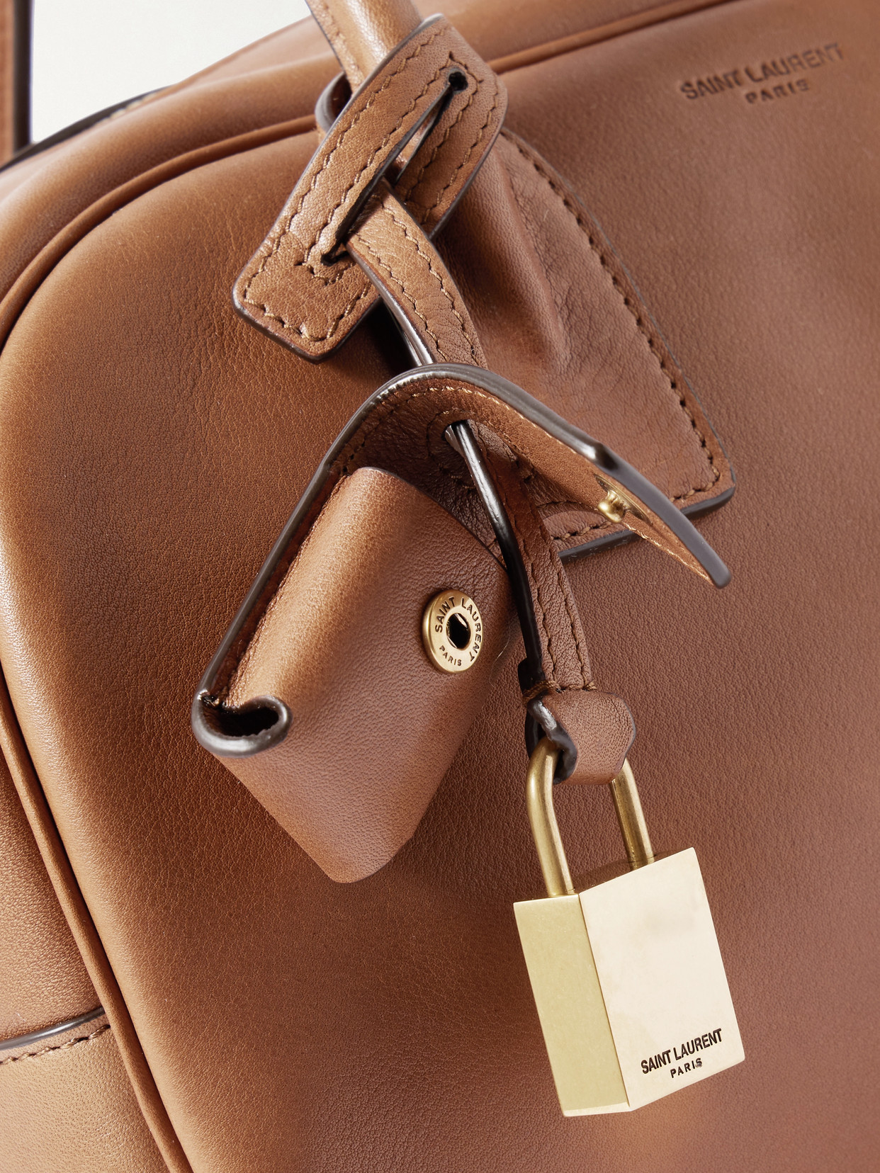 Saint Laurent Boston Leather Tote In Brown