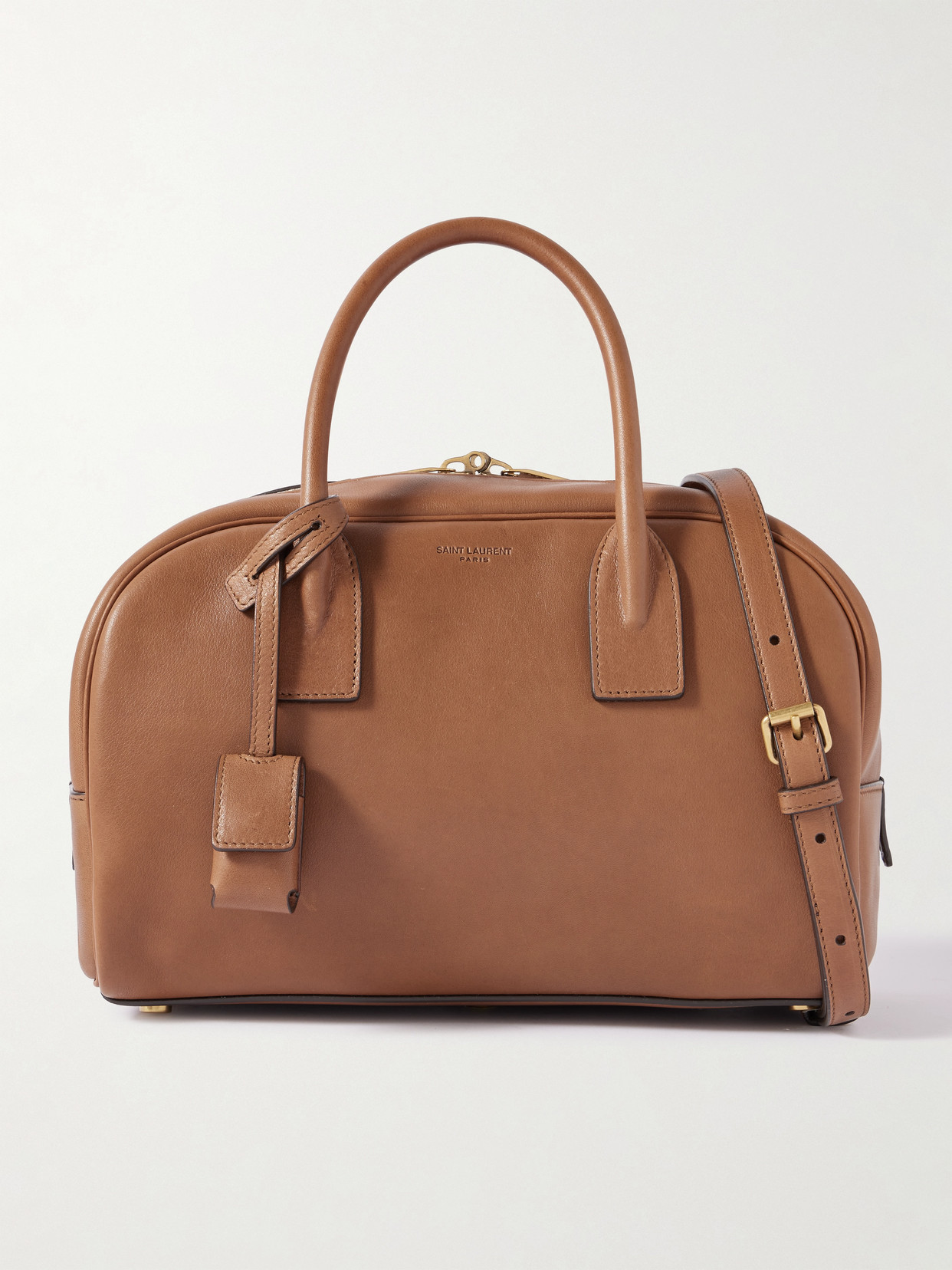 Saint Laurent Boston Leather Tote In Brown
