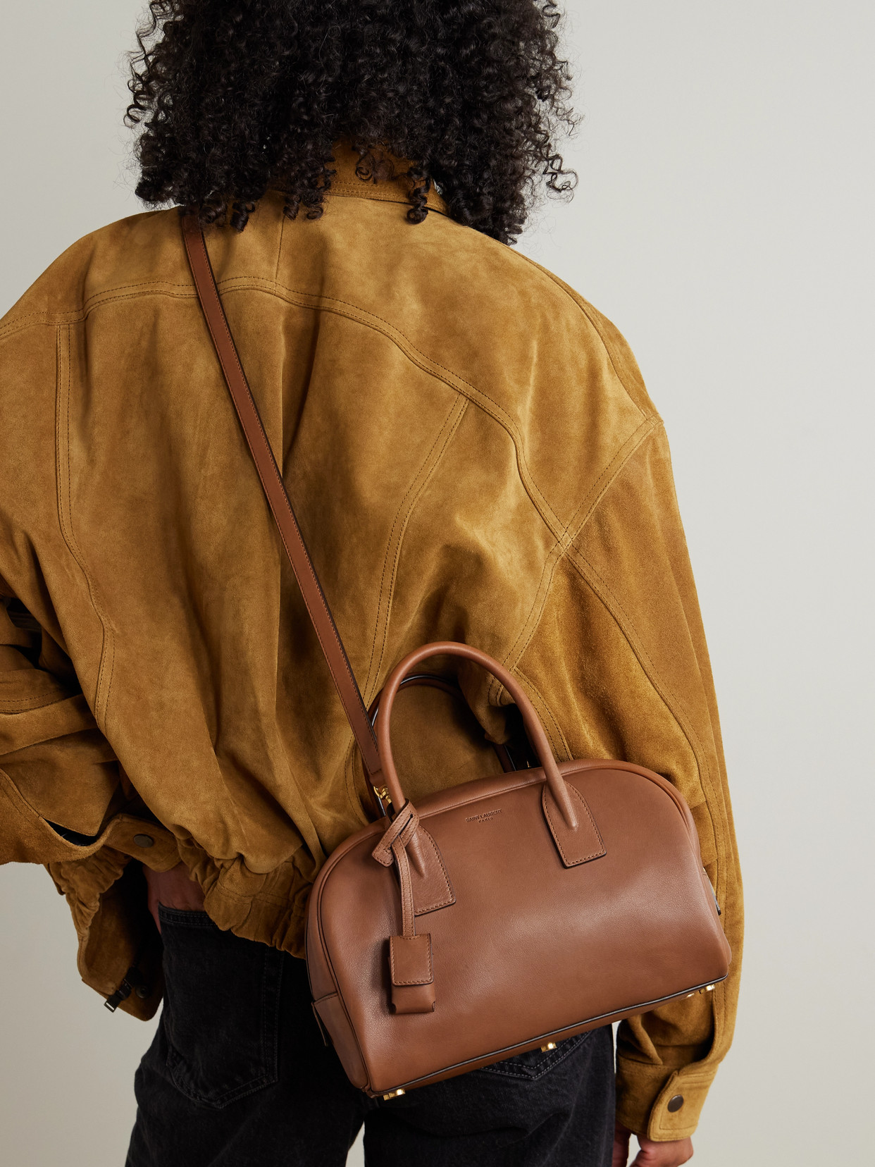 Saint Laurent Boston Leather Tote In Brown