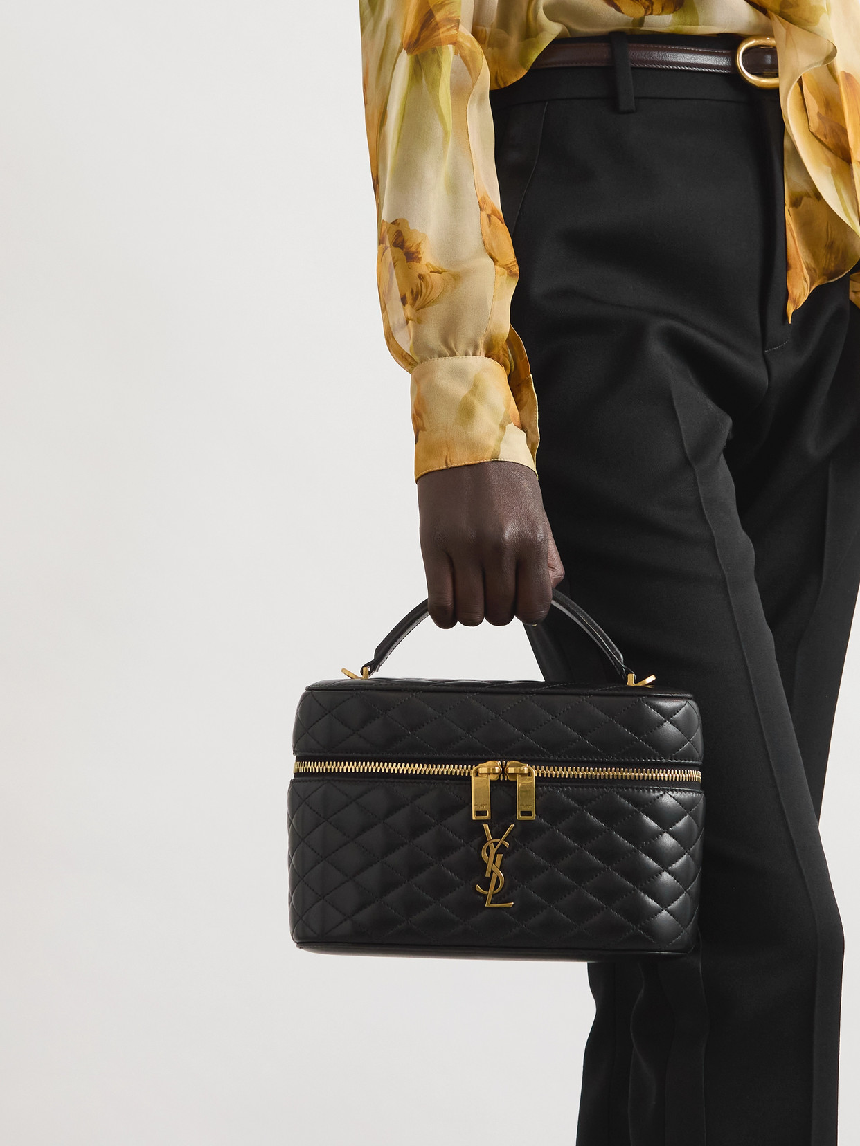 Saint Laurent Gaby Shoulder Bag Adjustable Strap Top Handle In Black