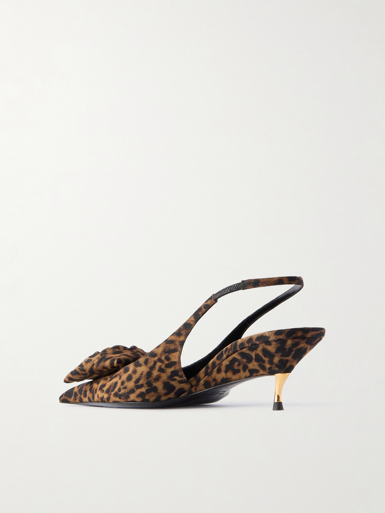 Saint Laurent Dakota Rose Leopard Satin Slingback Pumps In Brown
