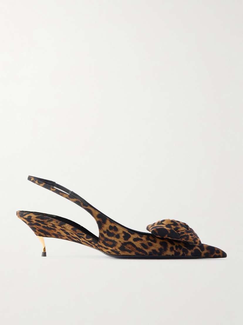 Saint Laurent Dakota Appliquéd Leopard-print Mousseline Slingback Pumps