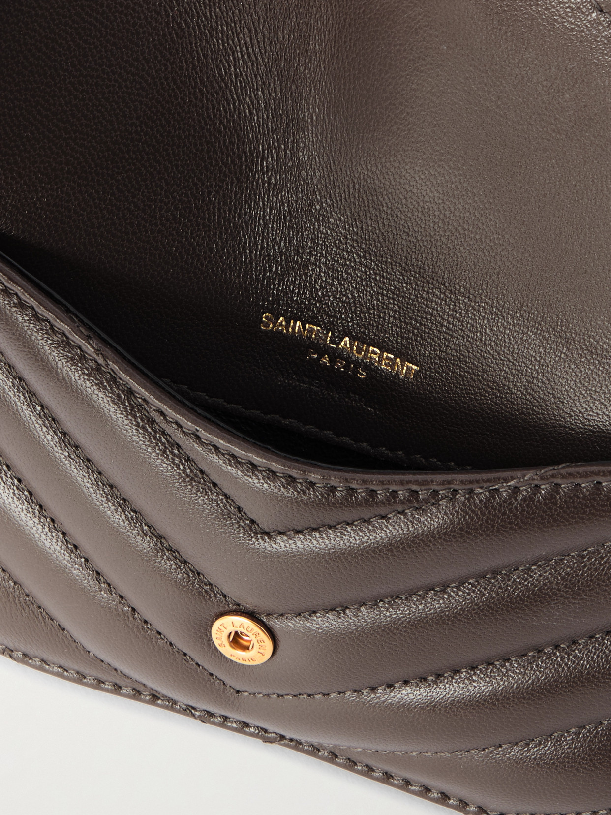 Saint Laurent Cassandre Matelassé Leather Wallet In Brown