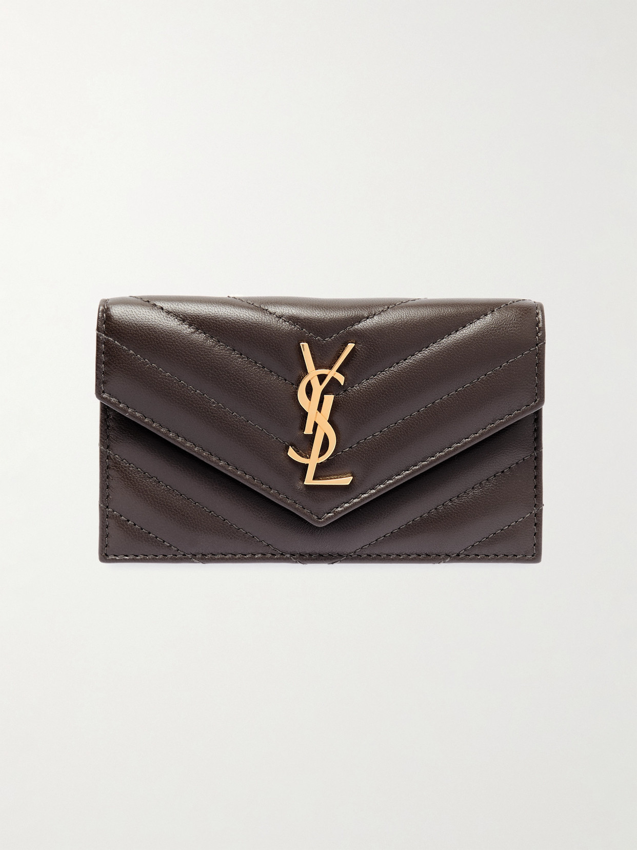 Saint Laurent Cassandre Matelassé Leather Wallet In Brown