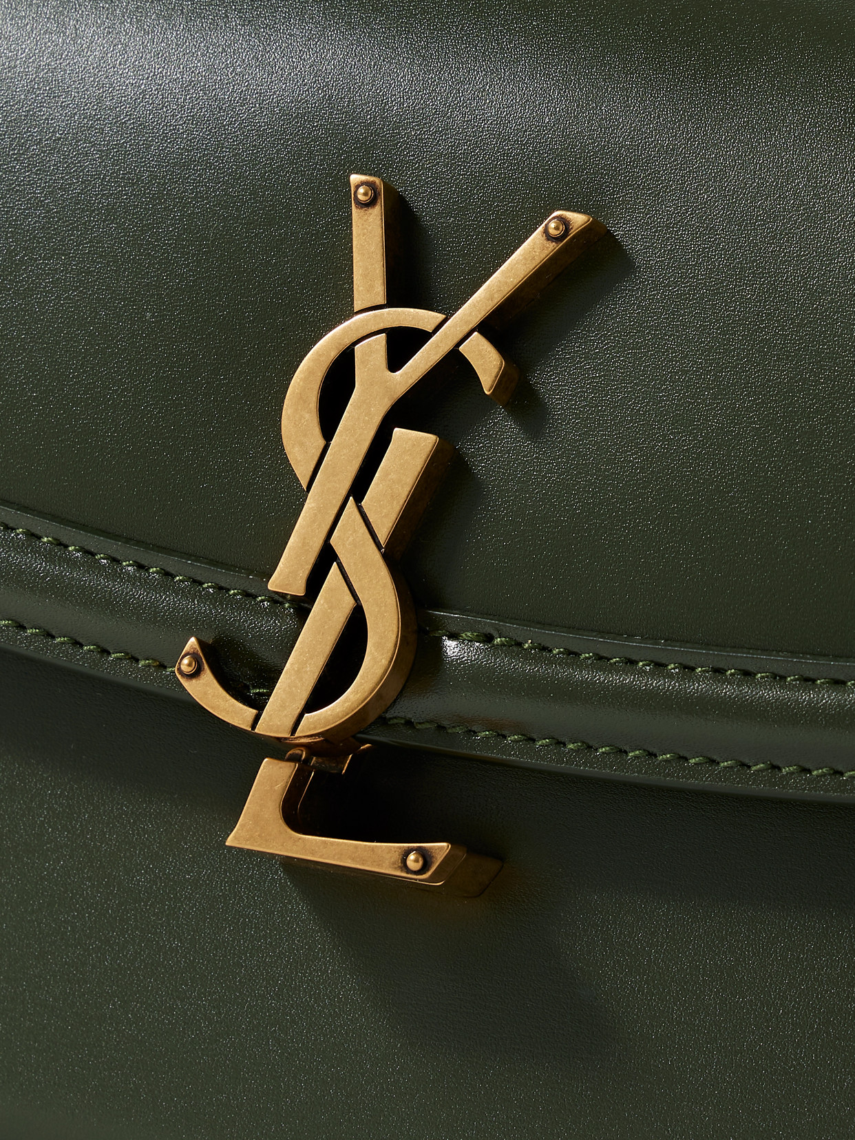 Saint Laurent Solferino Mini Leather Shoulder Bag In Green