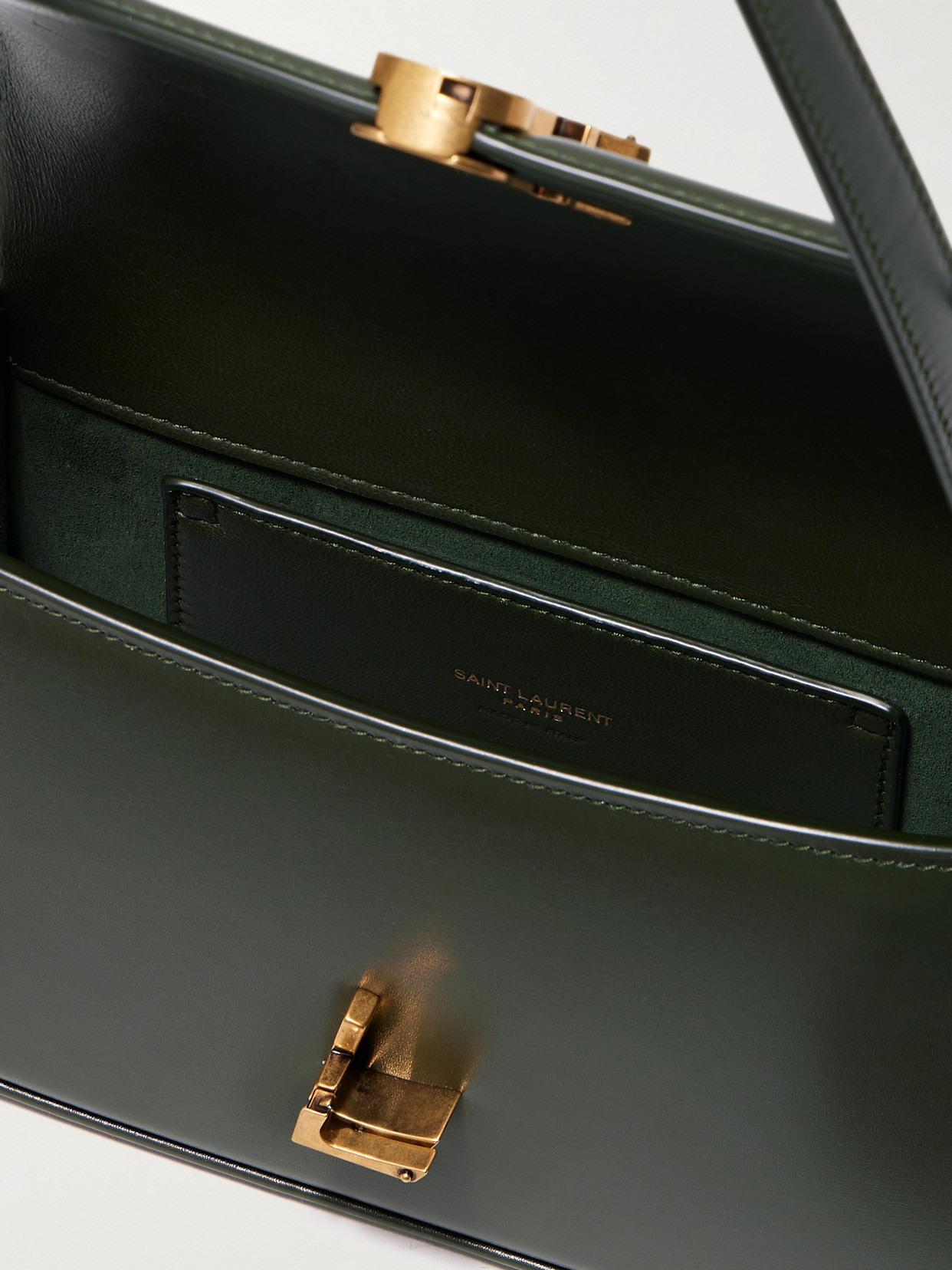 Saint Laurent Solferino Mini Leather Shoulder Bag In Green