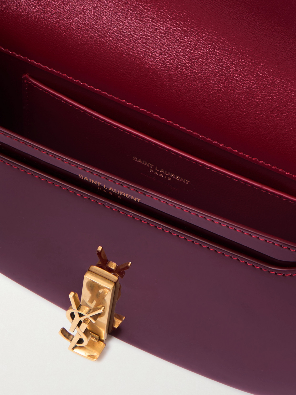 Saint Laurent Voltaire Mini Leather Shoulder Bag In Burgundy
