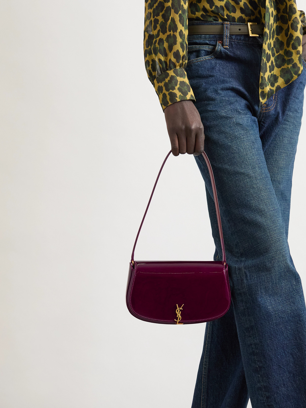 Saint Laurent Voltaire Mini Leather Shoulder Bag In Burgundy