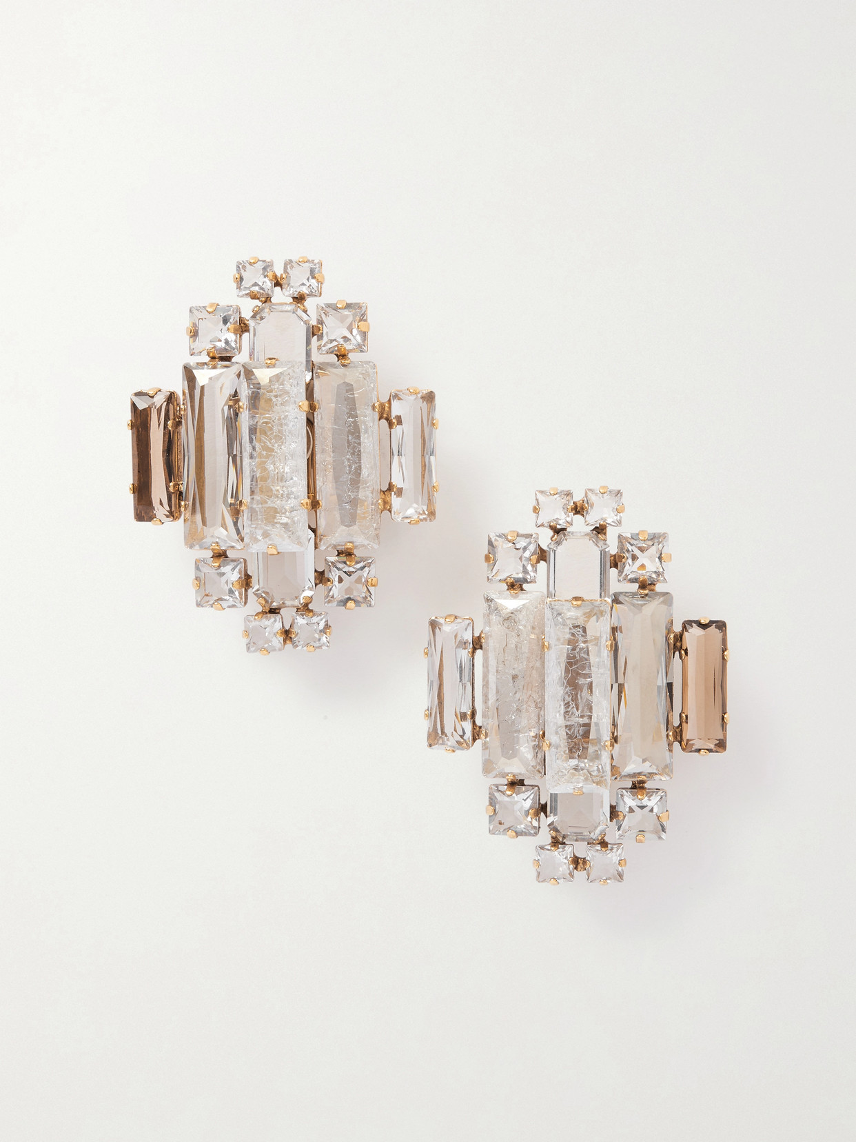 Saint Laurent Oversized Gold-tone Crystal Clip Earrings