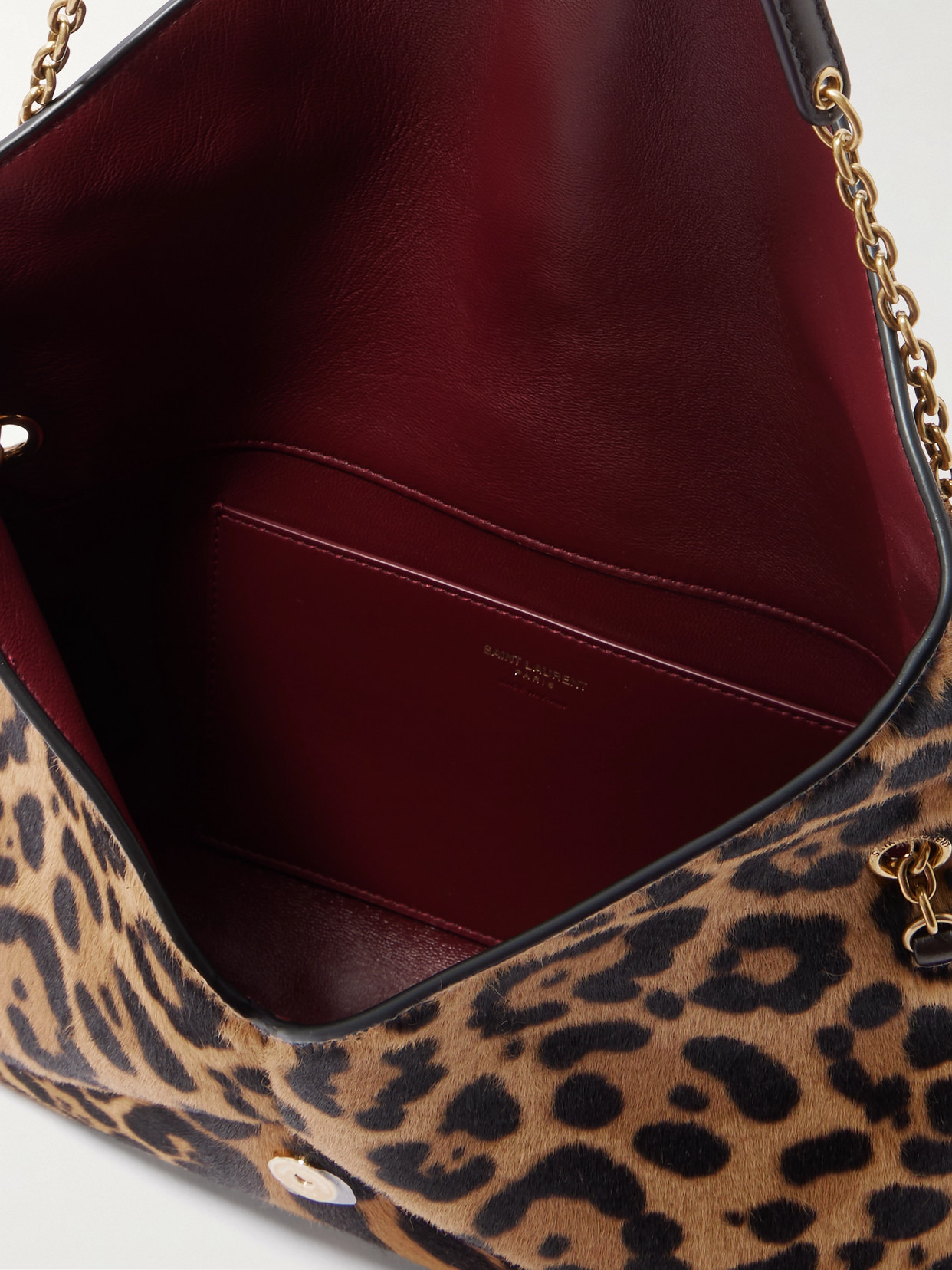 Cassandre Leather-Trimmed Leopard-Print Shoulder Bag