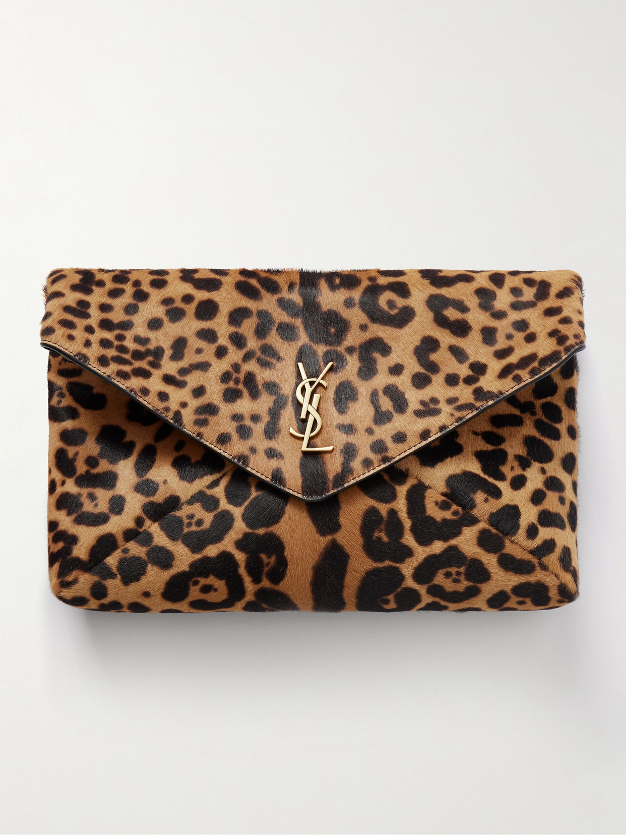 Saint Laurent Cassandre Leather-trimmed Leopard-print Calf Hair Shoulder Bag In Multi