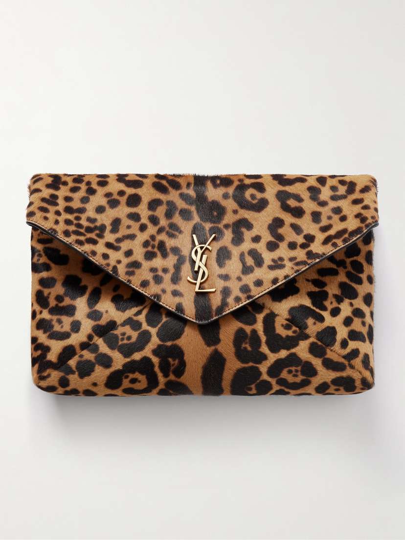 Saint Laurent Cassandre Leather-trimmed Leopard-print Calf Hair Shoulder Bag