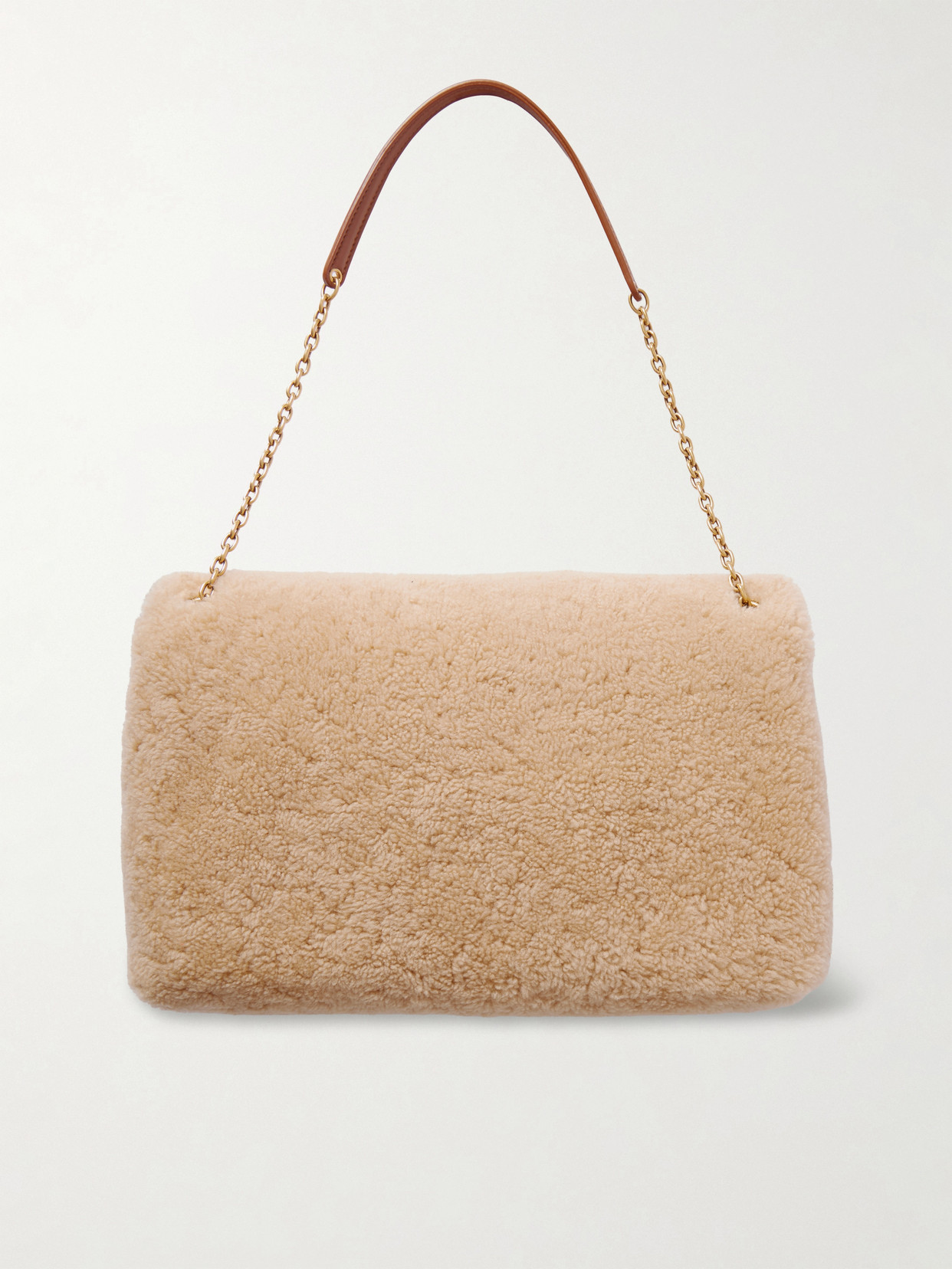 Cassandre Leather-Trimmed Shearling Shoulder Bag