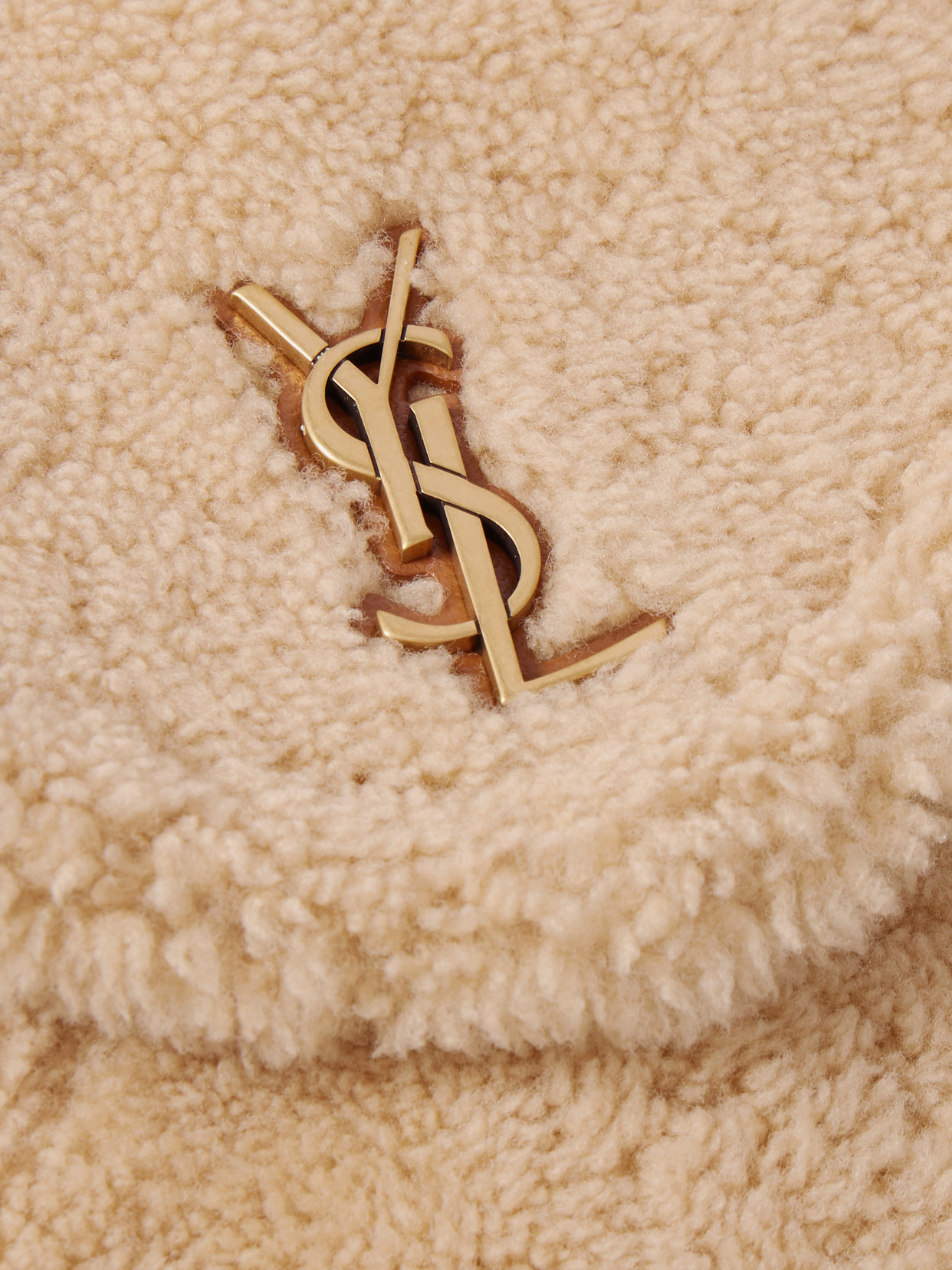 Cassandre Leather-Trimmed Shearling Shoulder Bag