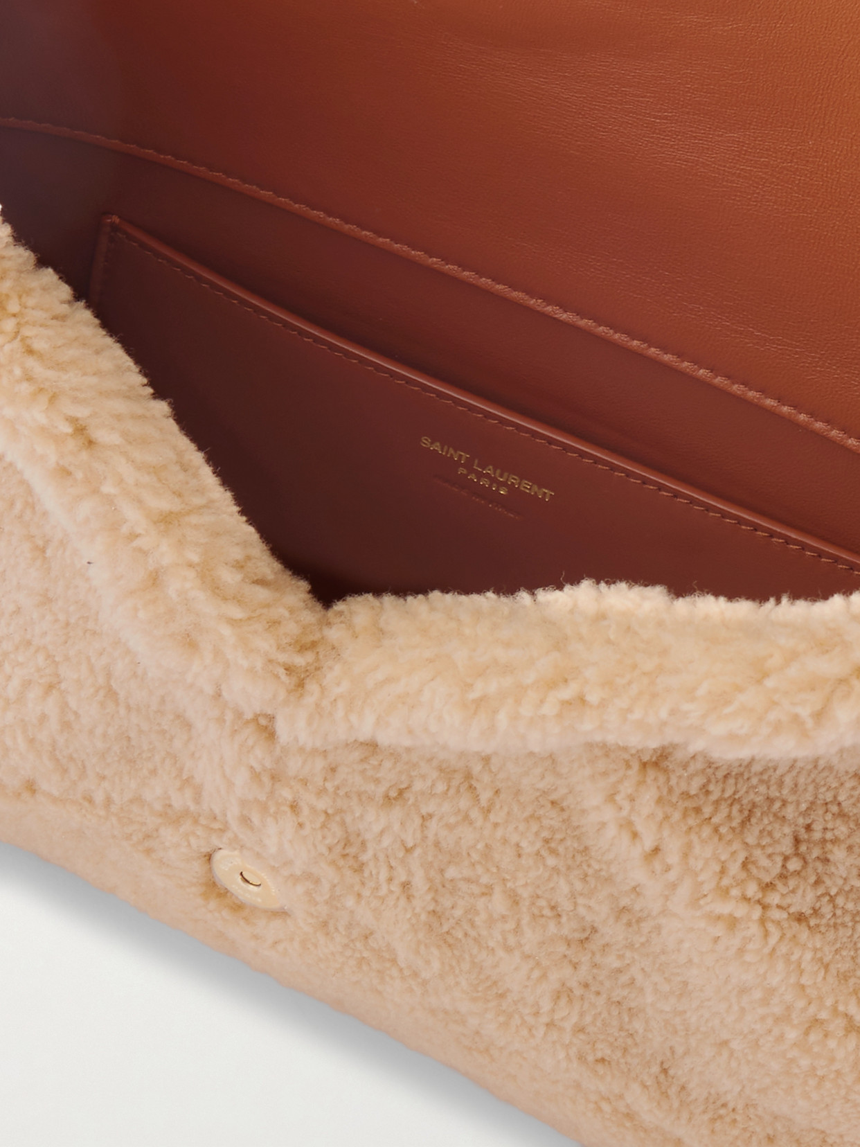 Cassandre Leather-Trimmed Shearling Shoulder Bag
