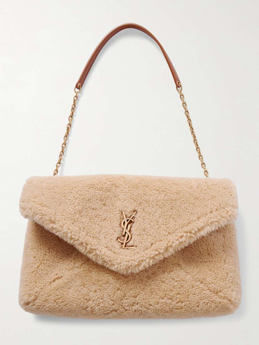 Saint Laurent Cassandre Leather-trimmed Shearling Shoulder Bag