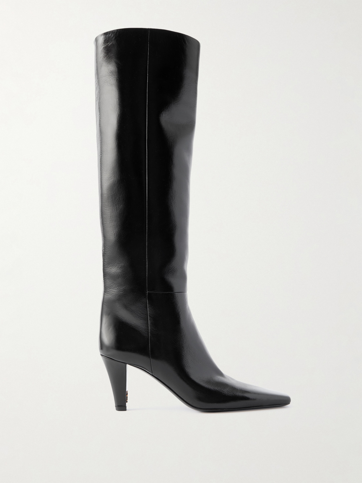Jill Glossed-Leather Knee Boots