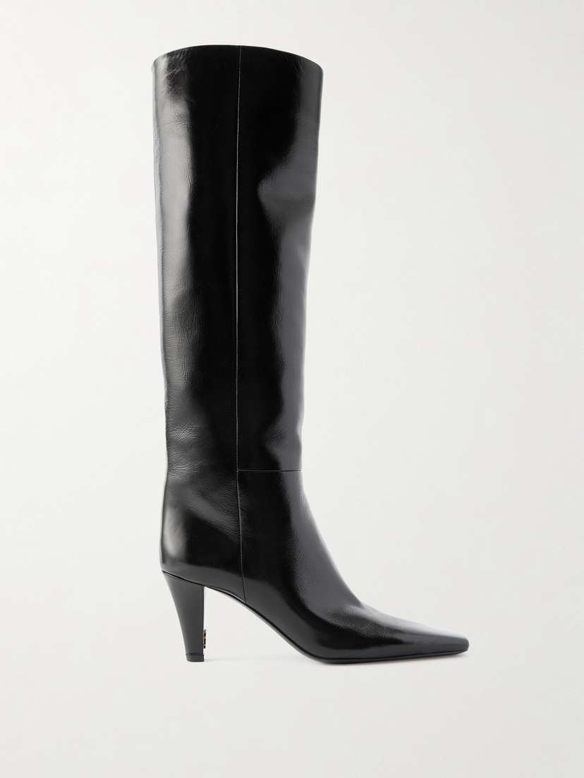 Saint Laurent Jill Glossed-leather Knee Boots