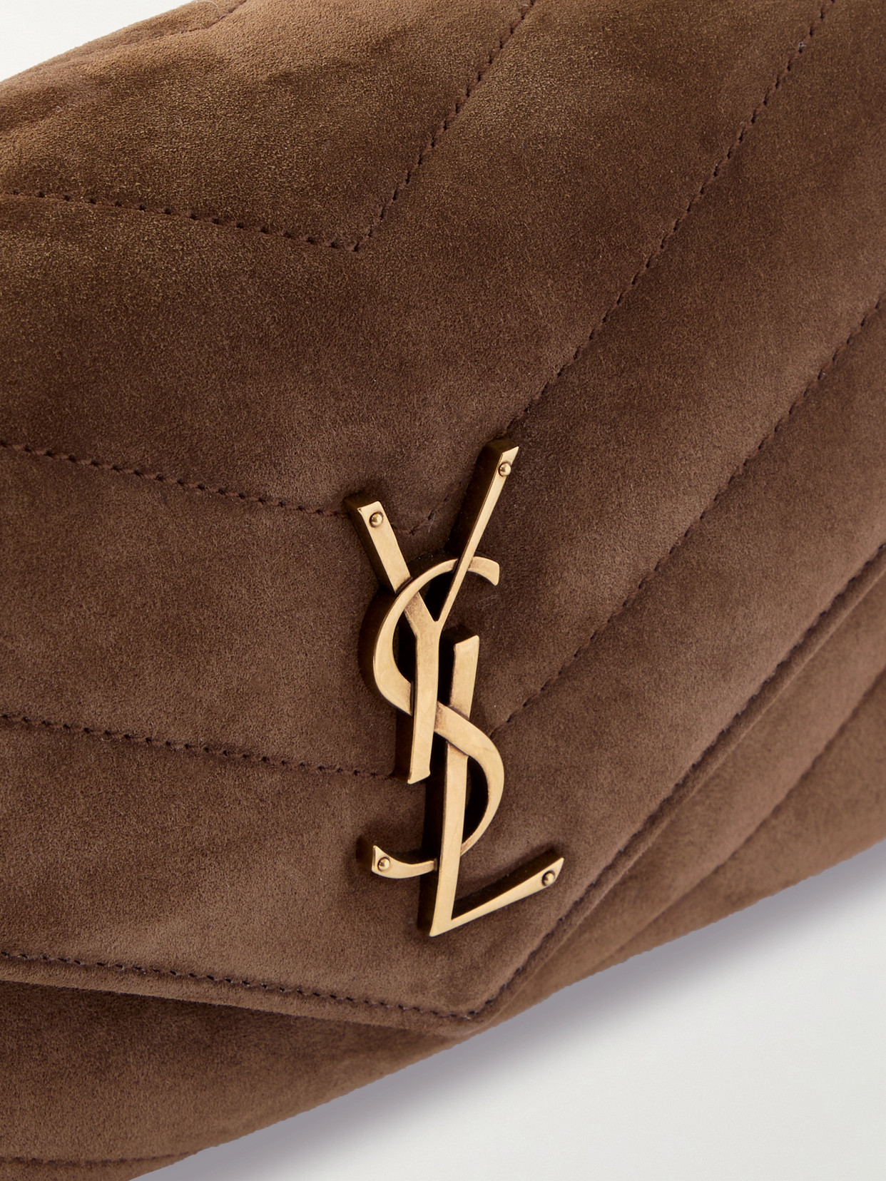 Saint Laurent Loulou Quilted Suede Shoulder Bag In Brown