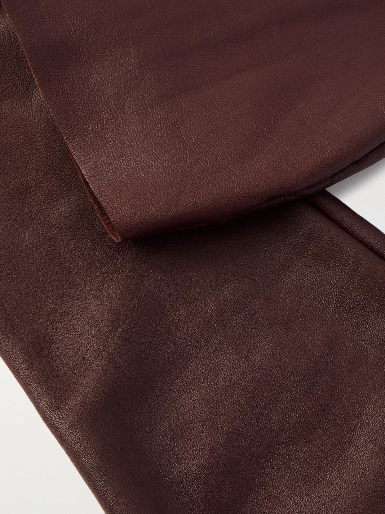 Saint Laurent Leather Gloves In Brown