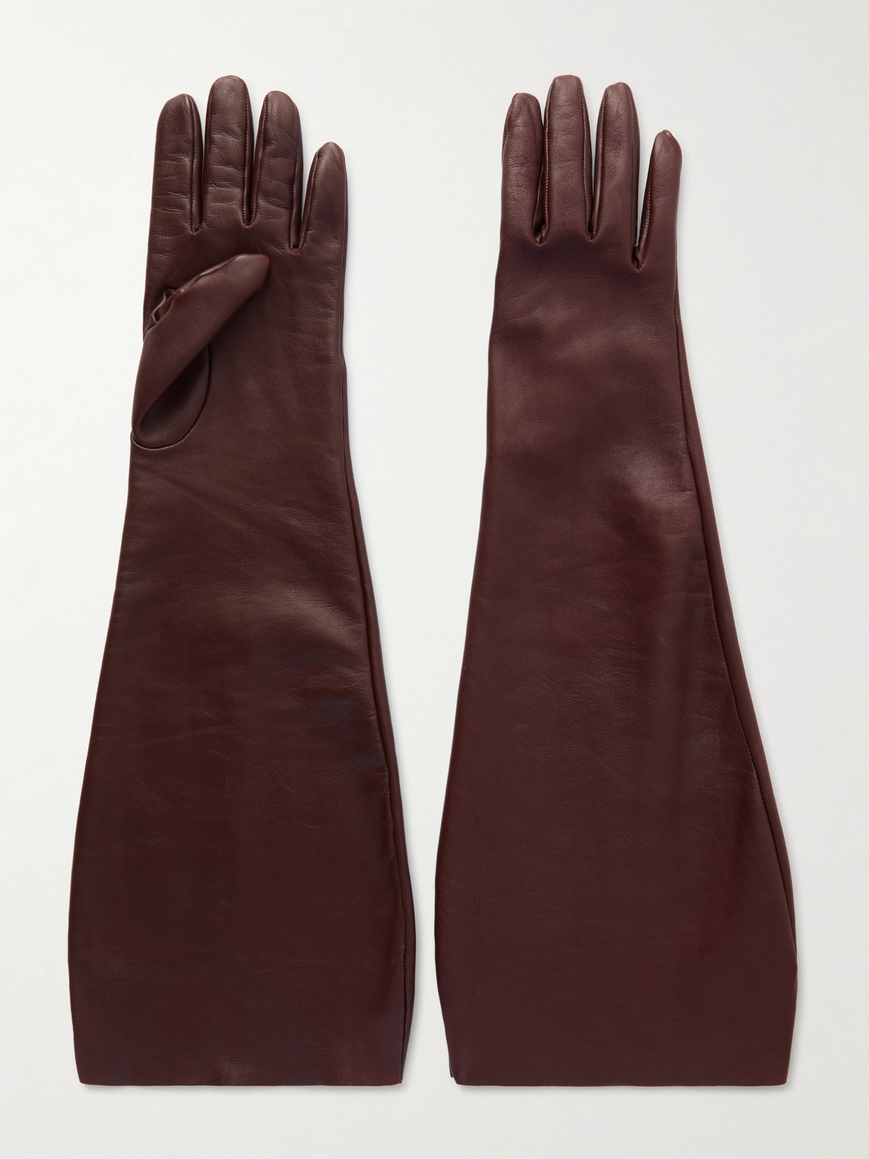 Saint Laurent Leather Gloves In Brown