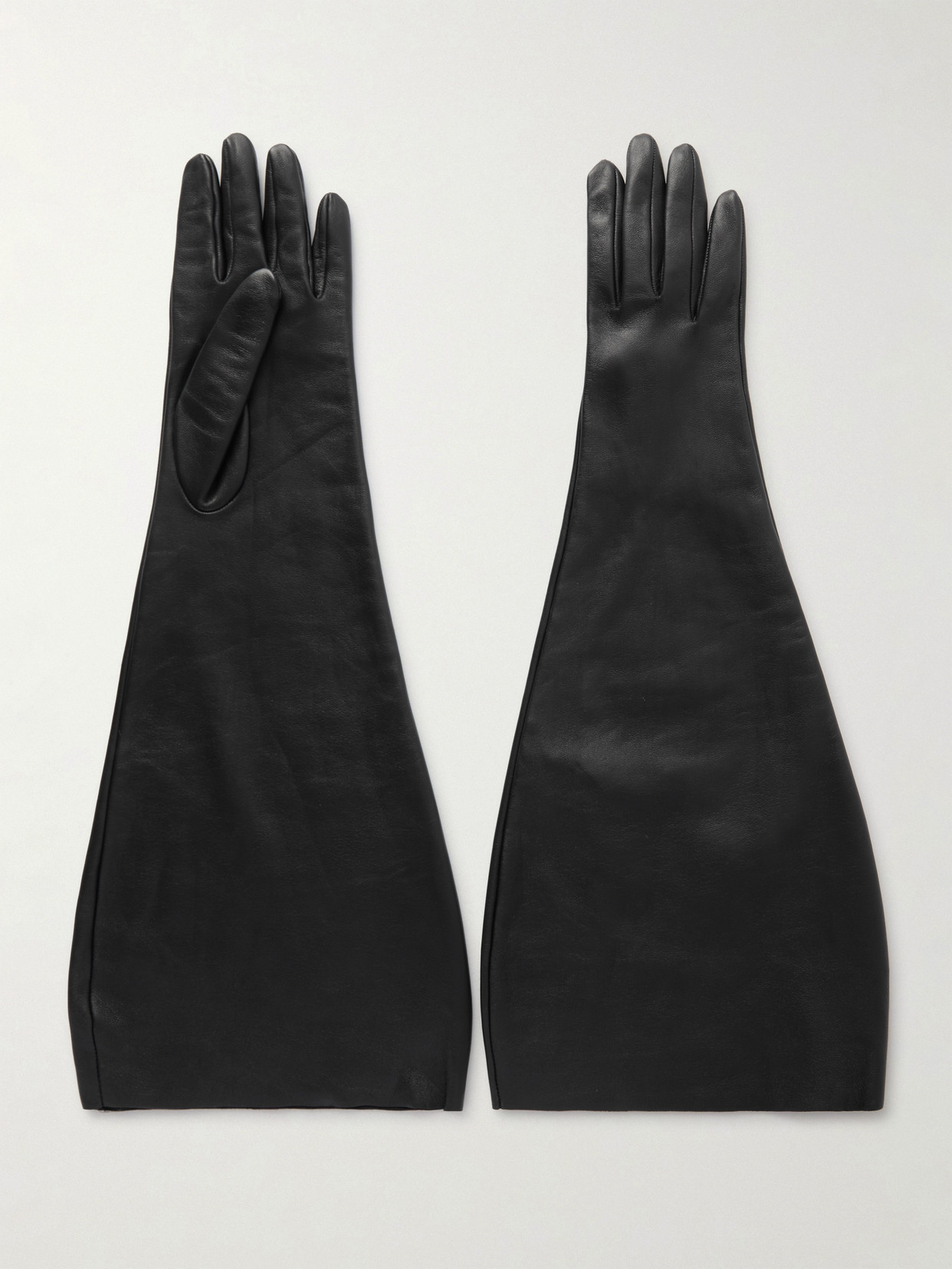 Saint Laurent Leather Gloves In Black