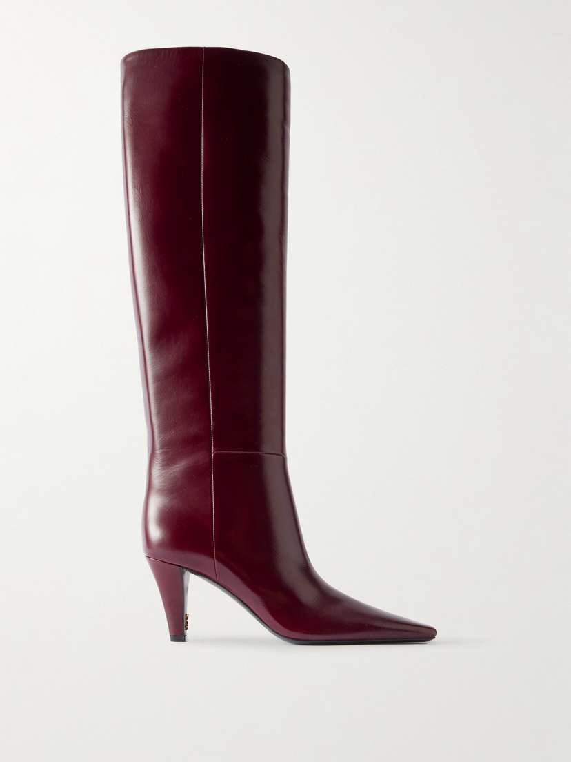 Saint Laurent Jill Glossed-leather Knee Boots