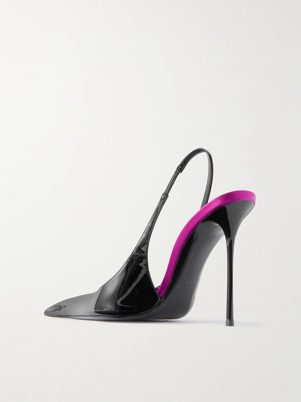 Saint Laurent Amalia 110 Patent Leather Slingback Pumps In Black