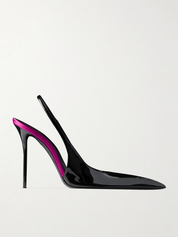 Saint Laurent Amalia patent-leather slingback pumps