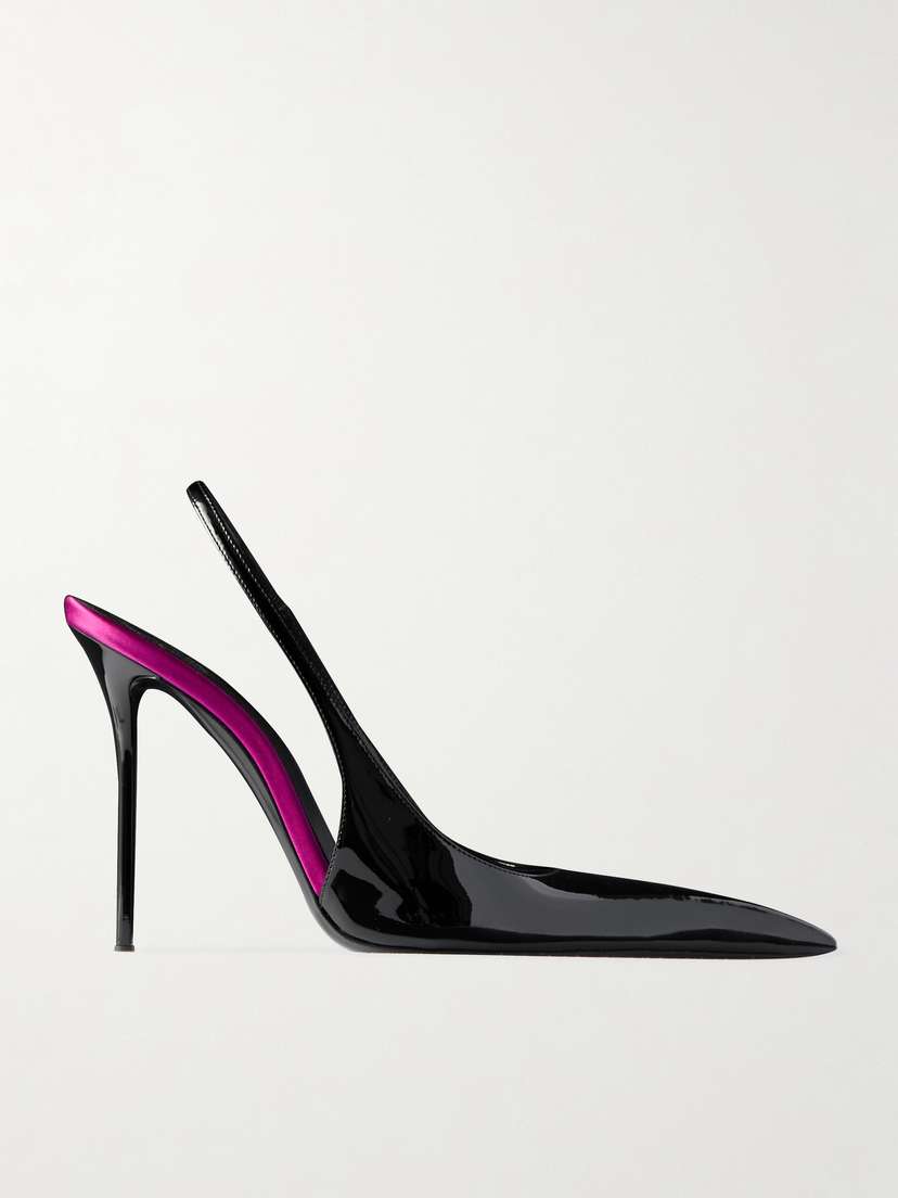Saint Laurent Amalia Patent-leather Slingback Pumps