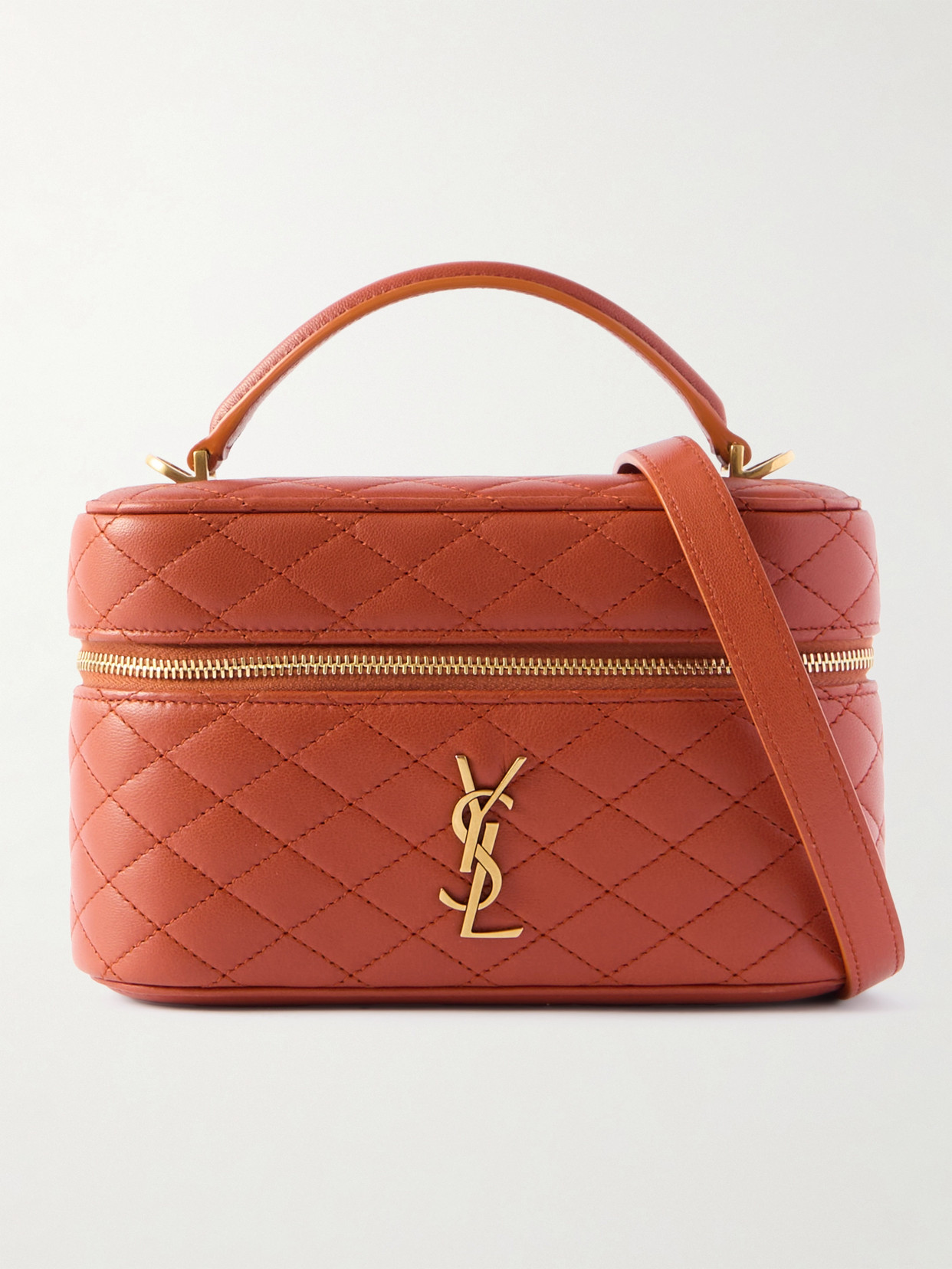 Saint Laurent Gaby Vanity Mini Quilted Leather Shoulder Bag In Orange
