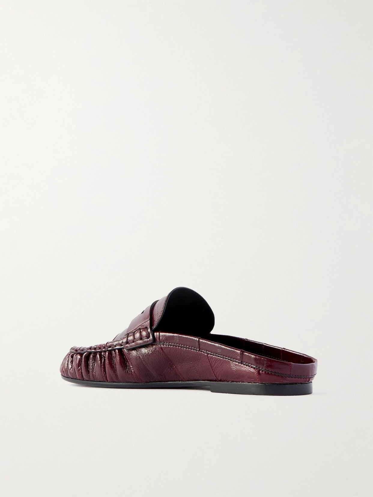 Saint Laurent Le Loafer Eel Slippers In Burgundy
