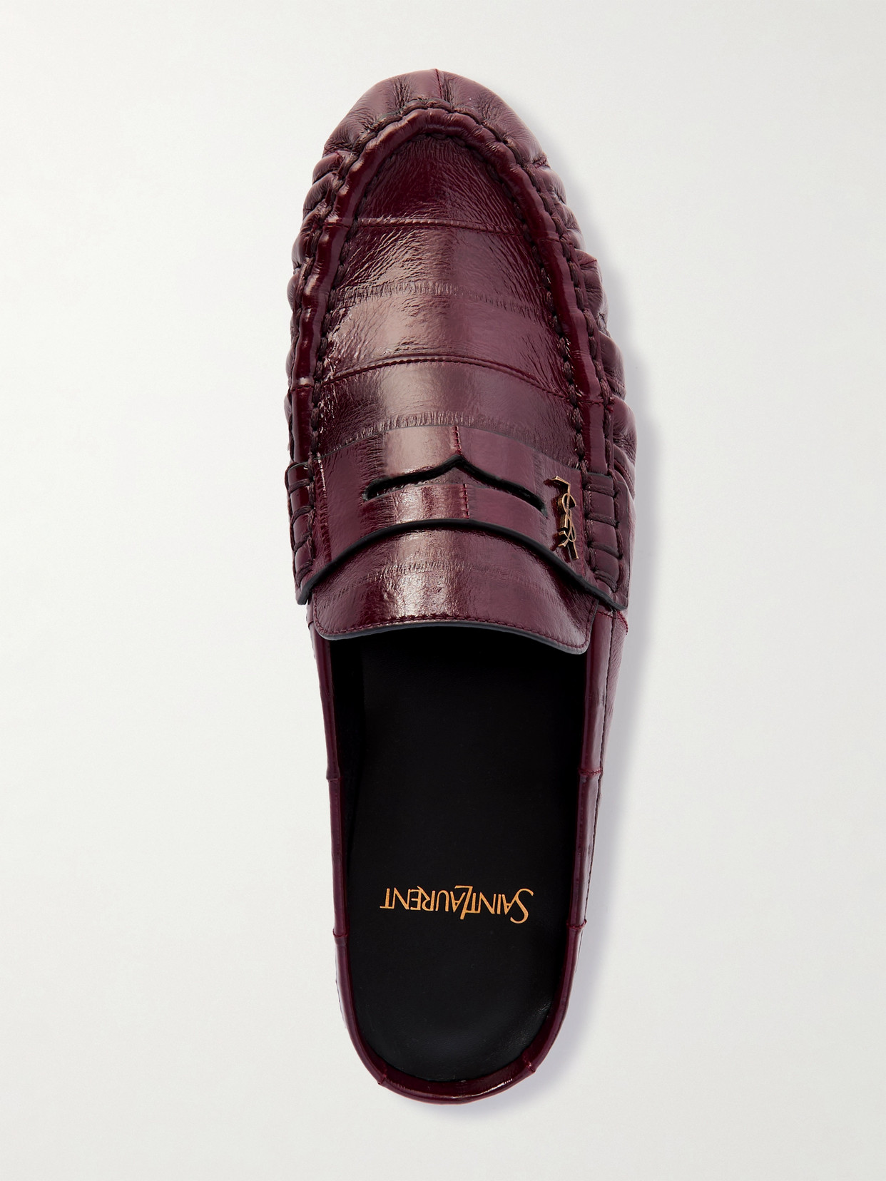 Saint Laurent Le Loafer Eel Slippers In Burgundy