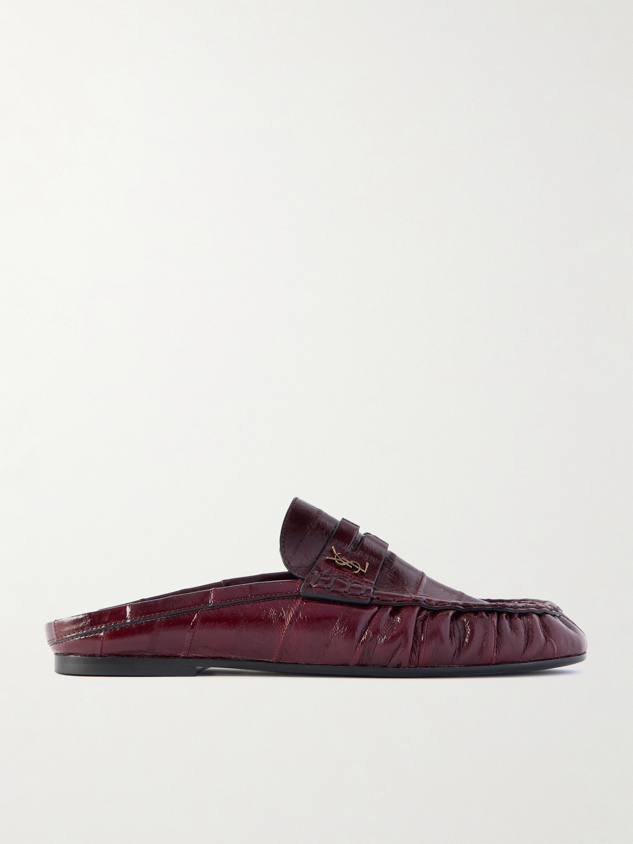 Saint Laurent Le Loafer Eel Slippers In Burgundy