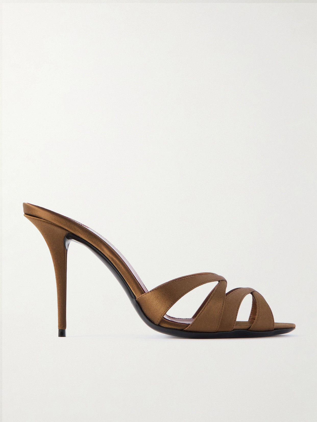 Saint Laurent Chandelle Satin Mules In Brown