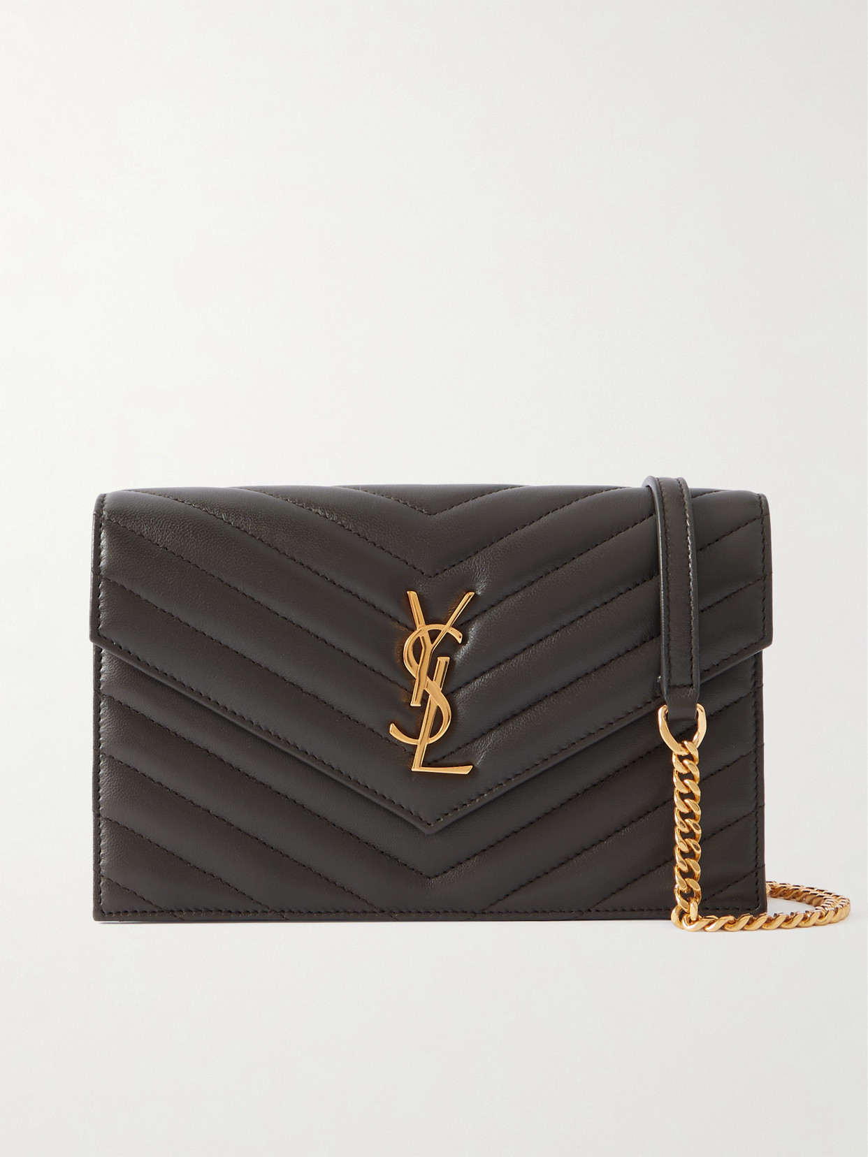 Saint Laurent Cassandre Envelope Matelassé Leather Shoulder Bag In Gray
