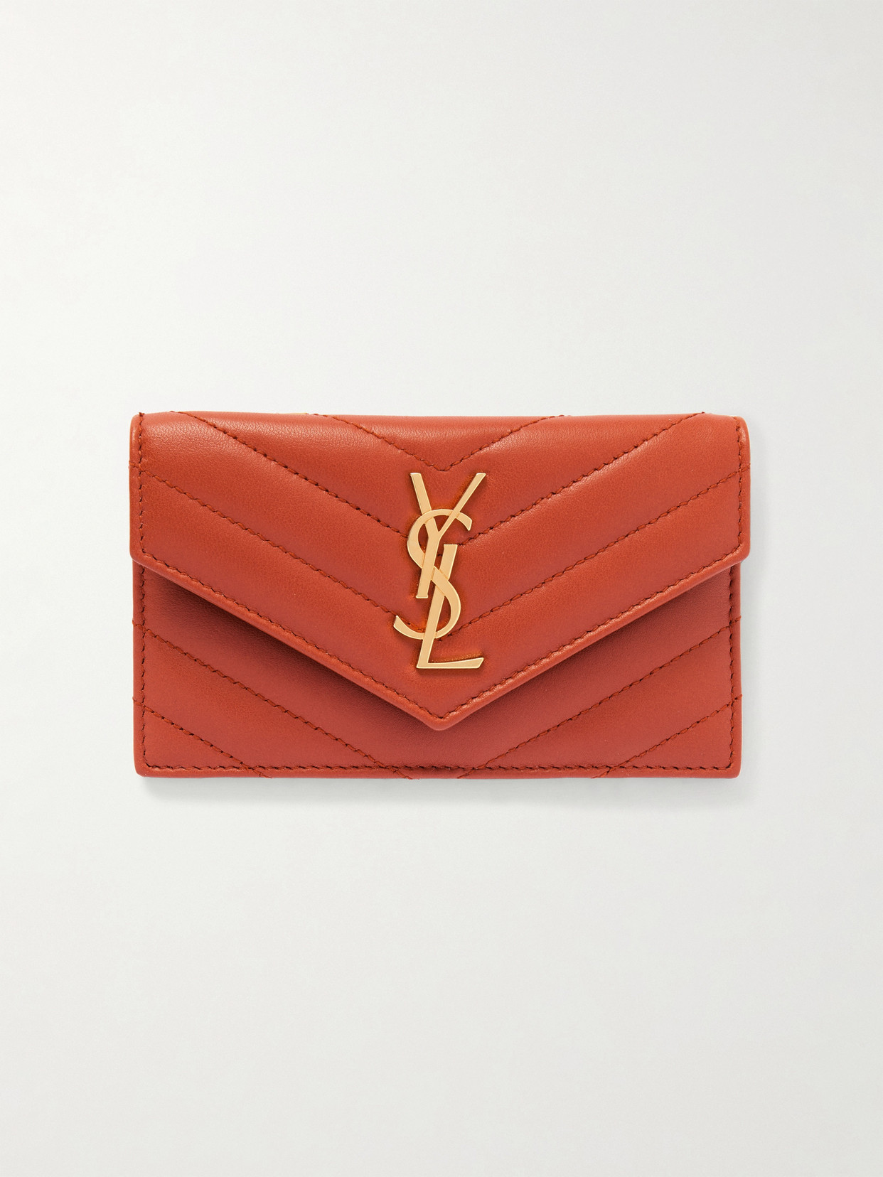 Saint Laurent Cassandre Matelassé Leather Wallet In Orange