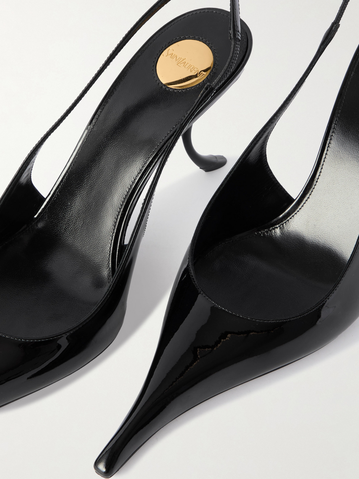 Saint Laurent Apolline Patent-leather Slingback Pumps In Black