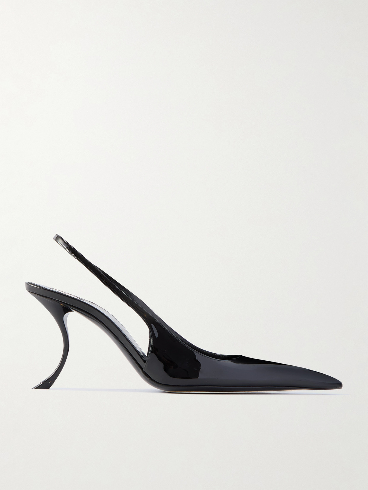 Saint Laurent Apolline Patent-leather Slingback Pumps In Black