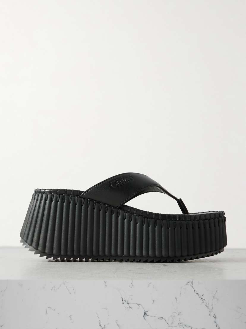 Chloé Nama Leather Platform Flip Flops