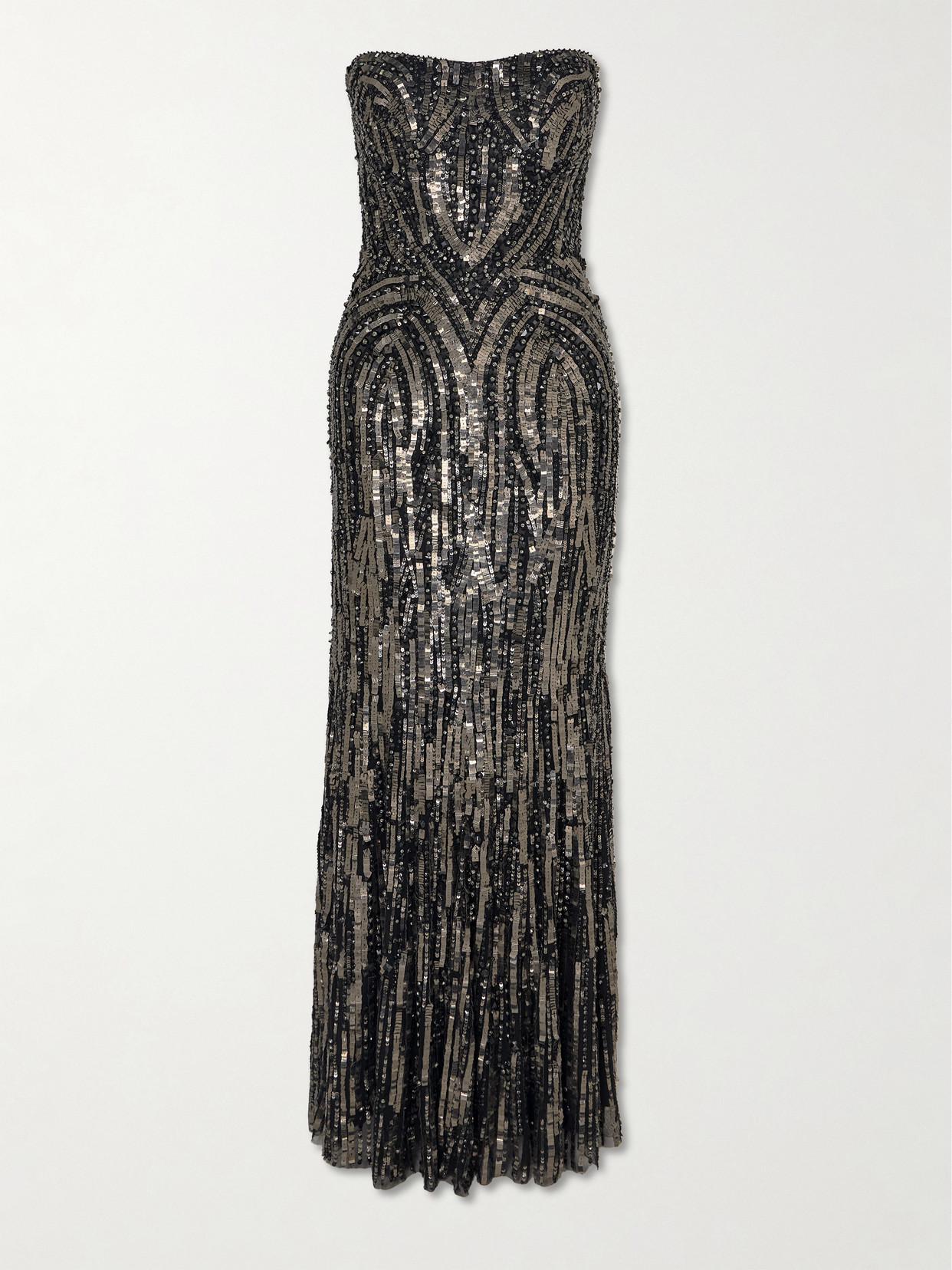 Jenny Packham Euphoria Strapless Embellished Tulle Gown In Brown